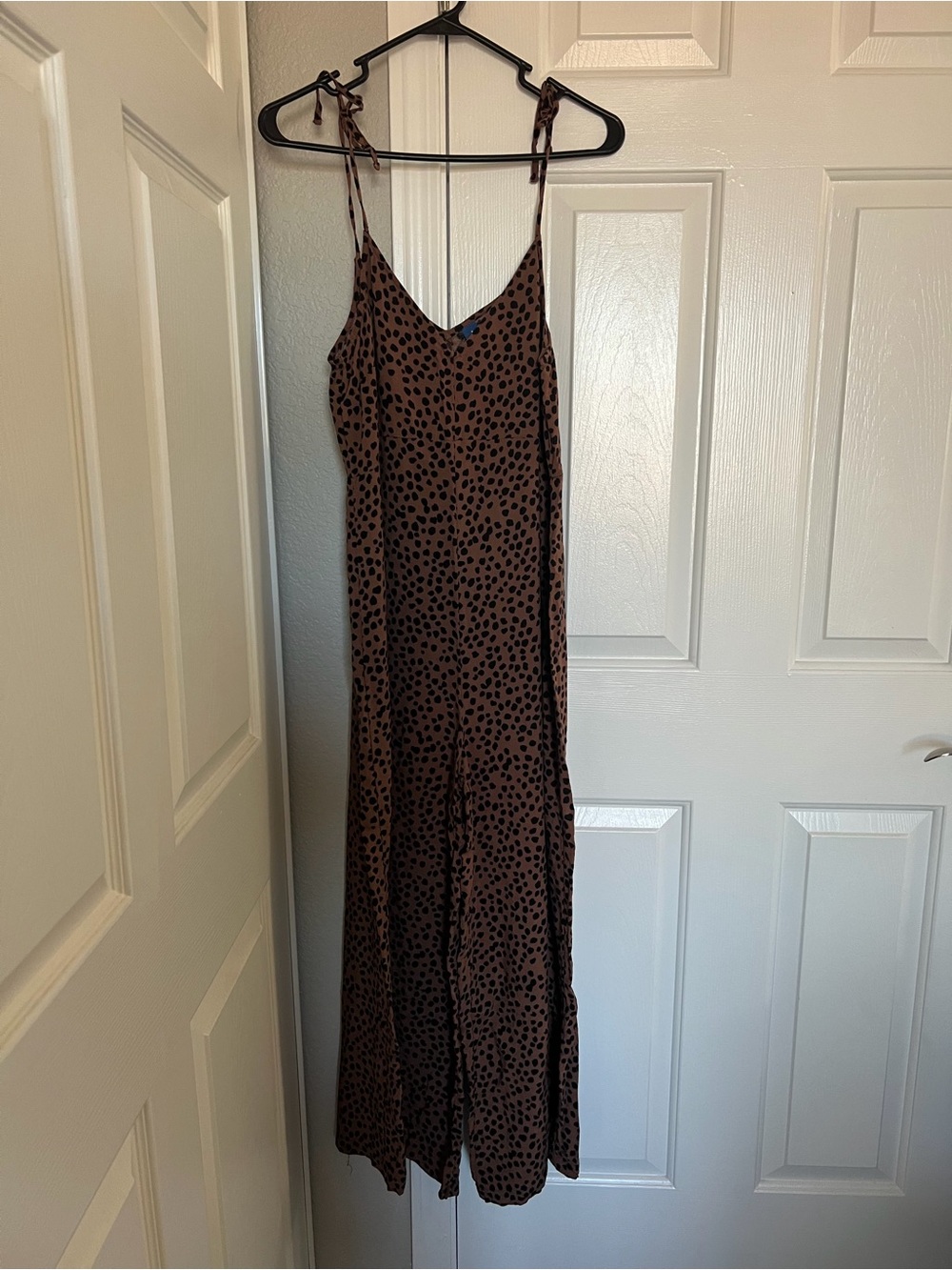 Old Navy Brown Spotted romper with Tie Straps